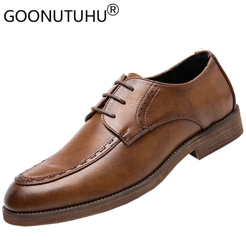 

2020 style fashion men's shoes casual leather classics brown black derby shoe man lace up nice comfortable oxfords shoes for men