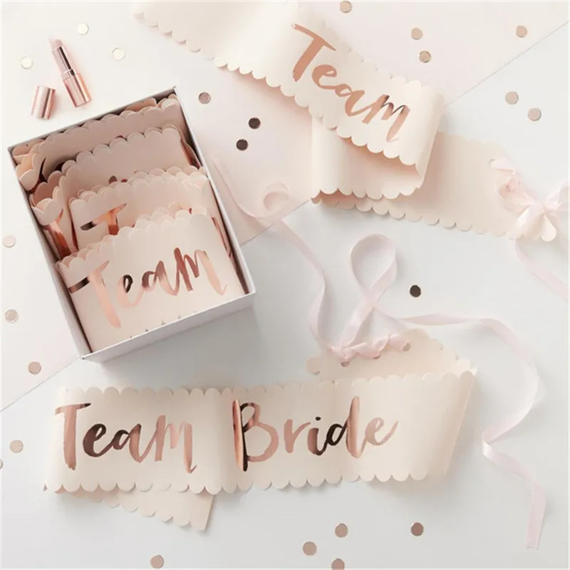 Team Bride Sash 10 шт., сборные соломинки для невесты, розовое золото, сделай сам, ремесло с буквой, девичник, свадебное украшение, вечеринка «будущая Невеста», принадлежности - Цвет: Team Bride Sash