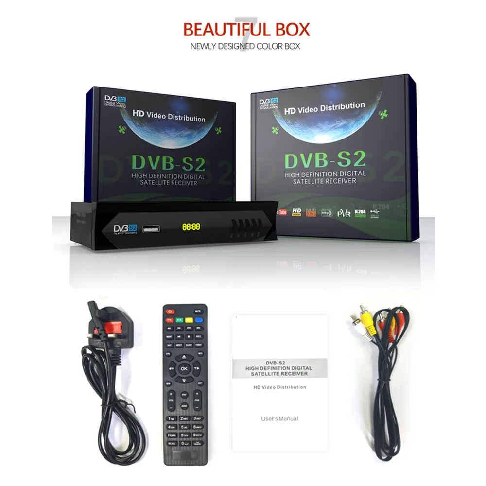 Vmade полностью HD цифровой DVB S2 спутниковый ресивер DVB-S2 ТВ приставка MPEG-2/-4 H.264 Поддержка CCCAM HDMI телеприставка для России/Европы