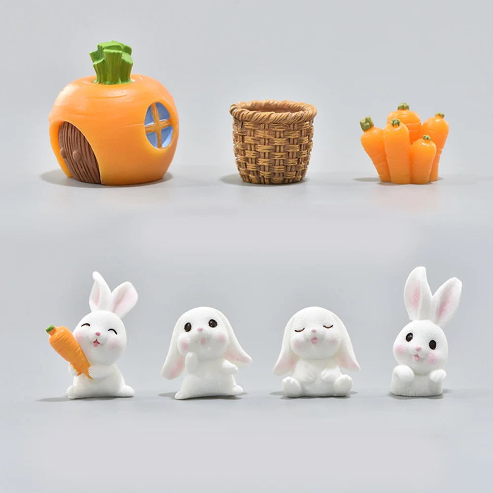 2~5pcs Easter Rabbit Miniature Bunny Figurine Easter Decoration Craft Home Decoration Desktop Garden Accessories