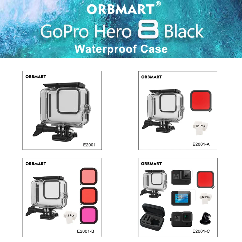 60 м водонепроницаемый чехол для GoPro Hero 8 черный корпус для подводного погружения защитный чехол для дайвинга крепление для Go Pro 8 аксессуары для камеры