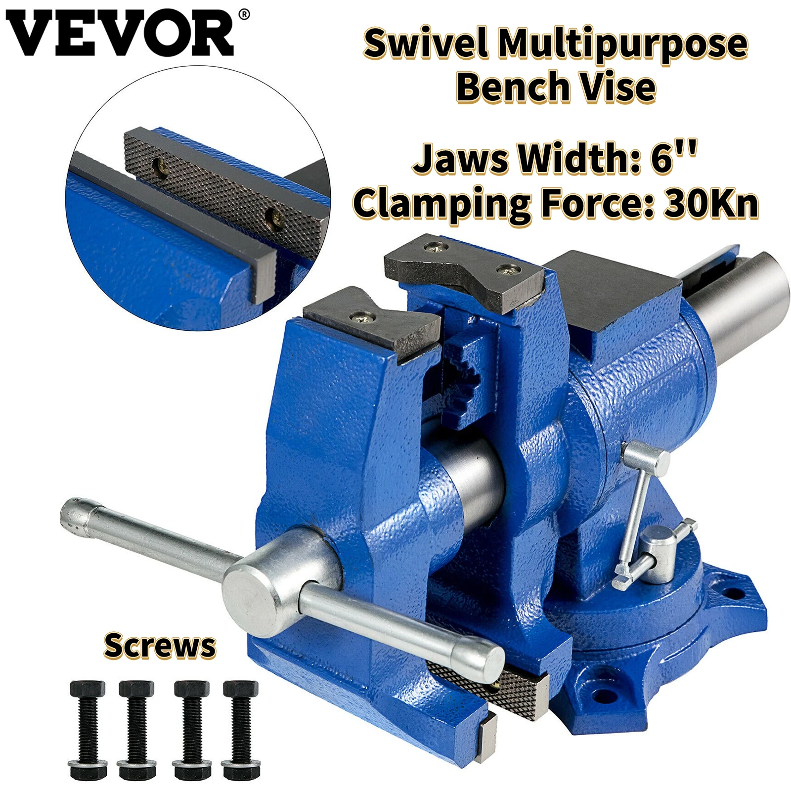 6 inch 6 Industrial Grade Bench Vise Blue Cast Iron Heavy Duty Vise