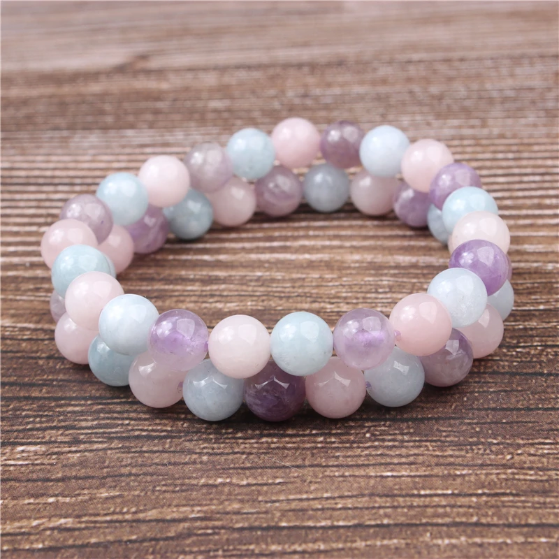 LanLi оптовая продажа LavenderAmethyst браслет из натурального камня с бисером эластичный