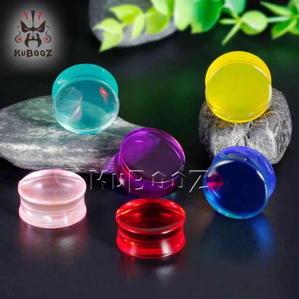 thumbnail image 2 of KUBOOZ 3 Pairs Set Prevent Allergy Acrylic Ear Plugs Tunnels 2 of 12