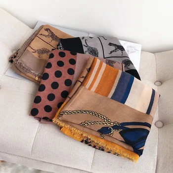 

2020 luxury brand silk scarf cotton linen scarf female animal leopard print sunscreen air conditioning shawl holiday beach towel