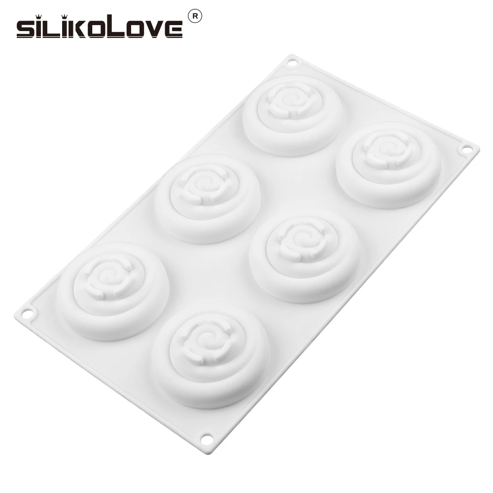 SILIKOLOVE 6-полость пресс-форма для торта круглый фигурные силиконовые формы для бисквитов мусс шоколадный жаропрочная посуда для десерта - Цвет: Темный хаки