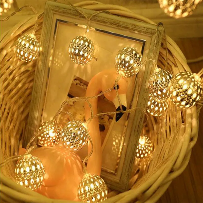 1.2M10Led/2.5M20Led Ротанговые шары сказочные декоративные световые гирлянды на батарейках Рождественская наружная патио Гирлянда Свадебный декор
