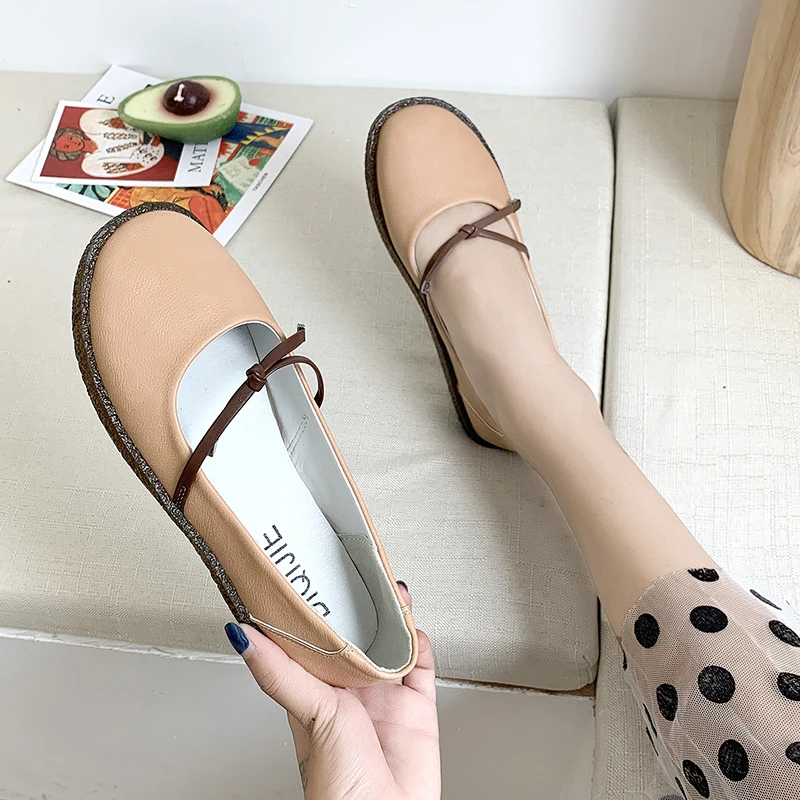 

shoes woman spring New Fashion Women Splice Color Flats Fashion Pointed Toe Ballerina Ballet Flat Slip On casual shoes W33-22