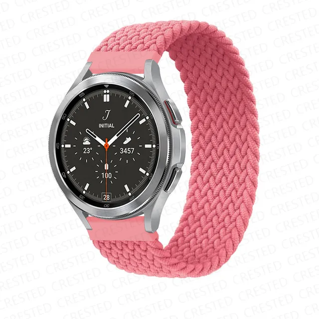 Braided Solo Loop band for Samsung Galaxy watch 4/classic/Active 2 Watchband 20mm 22mm Bracelet correa Amazfit GTS 2 mini strap Pink Punch