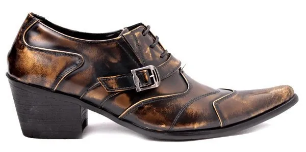 Christia Bella British Style Pointed Toe Men's Brogue Shoes Male Buckle Genuine Leather Shoes Fashion Men Party Heighten Shoes