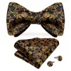 Men Fashion Gold Black Bowtie Self Tie Bow Tie Men Formal Dress Wedding Bowtie Set Pocket Square Cufflinks Men Gift DiBanGu ► Photo 2/6