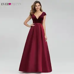 Элегантные бордовые вечерние платья для женщин Ever Pretty A-Line с v-образным вырезом короткий рукав, деловое Вечерние платья Vestido Largo Fiesta 2019