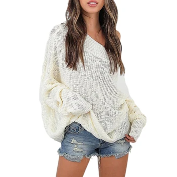 

Sweater Pullover Women Tops Knit Sweaters Jumper Winter Ladies Casual Autumn Off the Shoulder Batwing Sleeve Loose Knitted Sexy