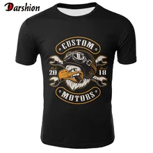 Мужская черная футболка с черепом, забавная футболка с 3d принтом в виде мотоцикла и панка, мужская одежда в стиле хип-хоп, Повседневная Уличная одежда в стиле панк-рок