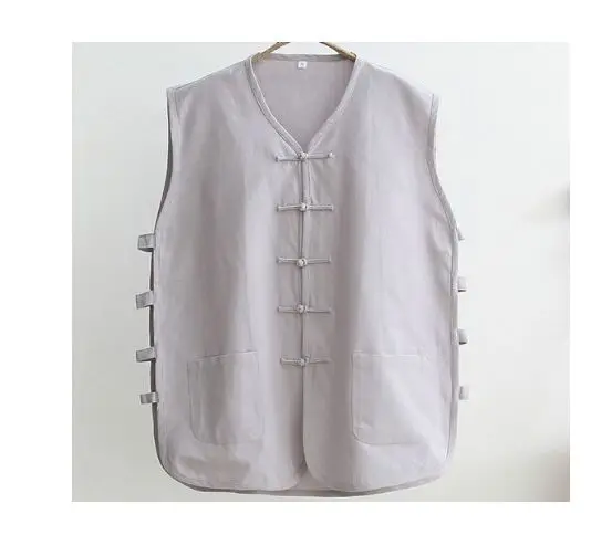 light gray 7 цветов высококачественные, традиционные хлопковые грубые куртки летние рубашки мужские монахи Шаолинь жилет кунг-фу Боевые искусства костюмы - Цвет: light gray