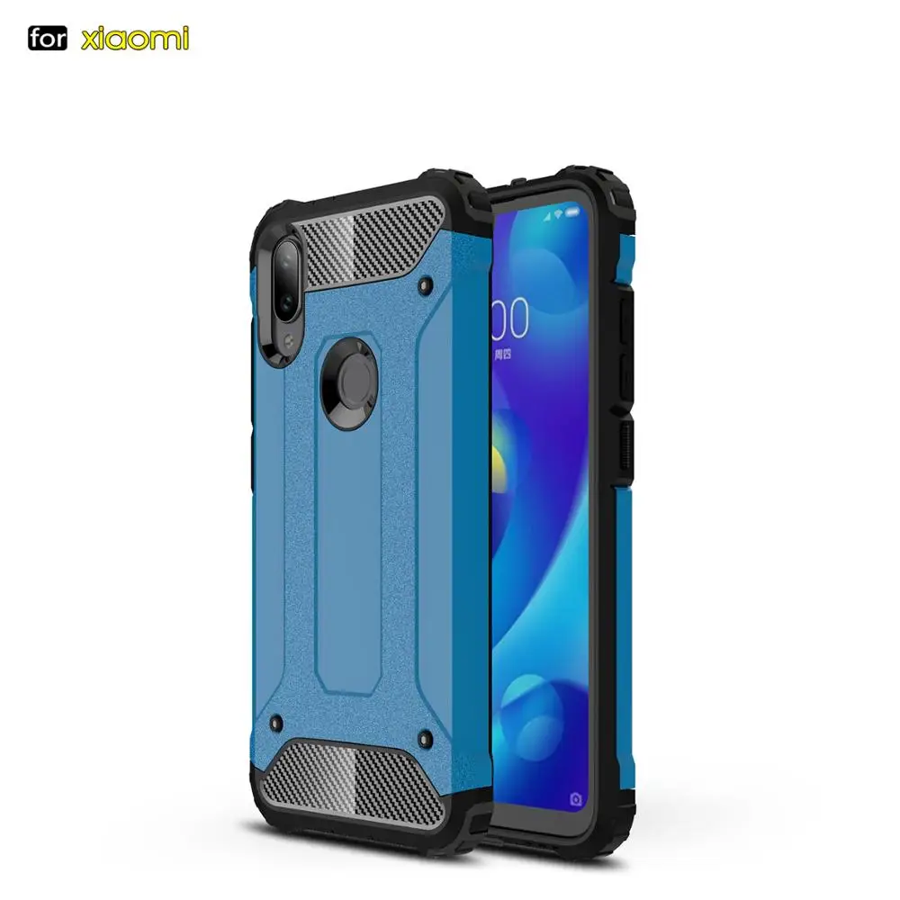 Жесткий Чехол-броня для телефона с роботом для xiaomi 8 A3 Lite explore ore Max 3 9 SE 9T CC9 E POPC F1 mix3 play redmi S2 6A Note 6 7 7A K20 PRO - Цвет: blue