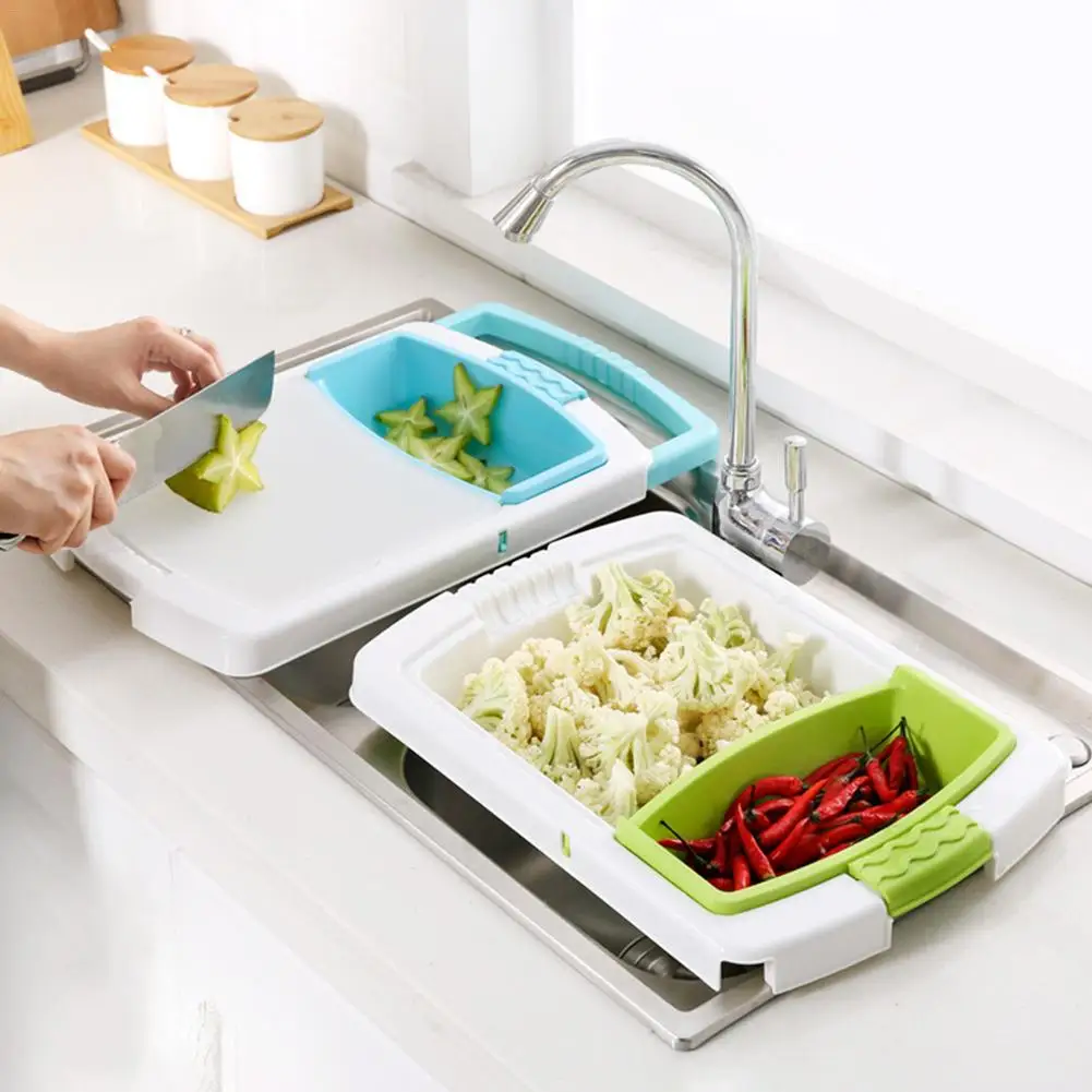 

Kitchen Chopping Blocks Sinks Drain Basket Cutting Board Vegetable Meat Tools Kitchen Accessories Multifunction Chopping Board