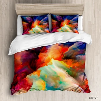 

Colorful Marble Bedding Set Pastel Pink Blue Purple Quicksand Duvet Cover Abstract Art Bed Set Bright Girl Bedspread