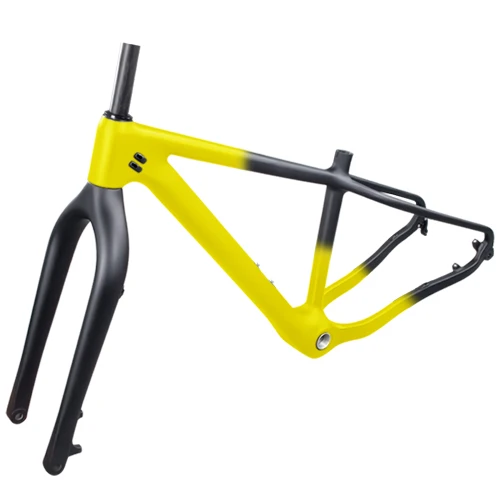 Новая углеродная Толстая велосипедная Рама 26er углеродная mtb Толстая велосипедная рама 26 × 4,8 толщина шин углеродная горная Снежная рама Рама для шоссейного велосипеда - Цвет: front half yellow