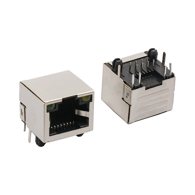 

10PCS RJ45 Network Ethernet FEMALE SOCKET with Light RIGHT ANGLE 56 8P8C Female Jack Connector