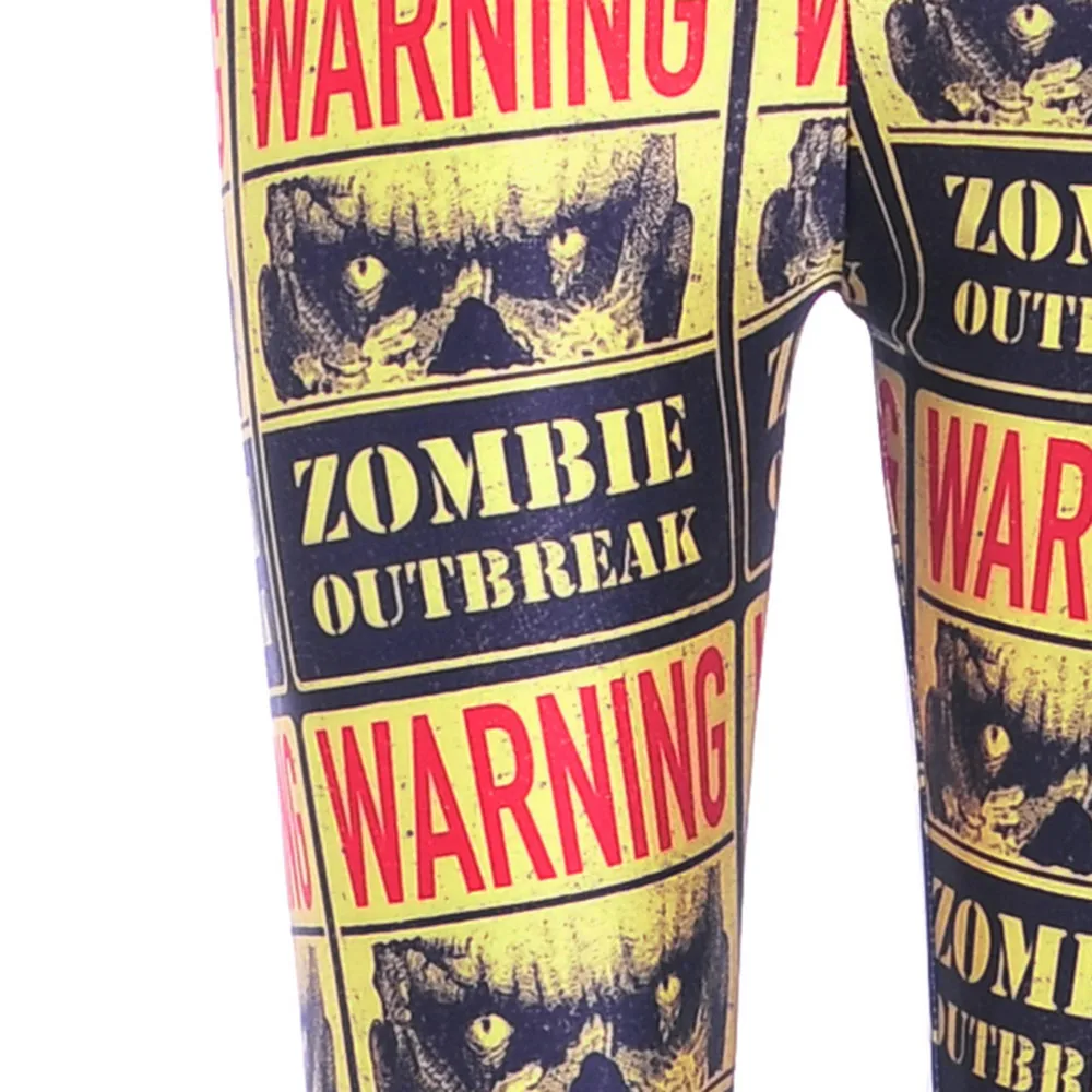 Leimolis 3D printed fitness push up workout leggings women gothic Zombie World War plus size High Waist punk rock pants