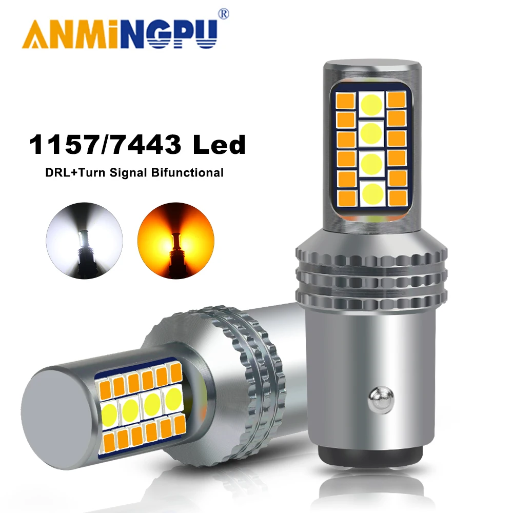 

ANMINGPU 1x Signal Lamp BAY15D Led 1157 P21/5W 3030SMD LED 7443 W21/5W T20 Canbus T25 3157 P27/7W Turn Signal DRL Car Light 12V