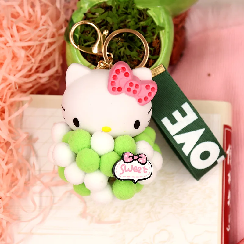 Мультяшный милый плюшевый шар брелок Hello Kitty KT Cat брелок Женская сумочка Автомобильная подвеска с героем аниме брелок для ключей, Подарочный маленький ювелирный - Цвет: Style2
