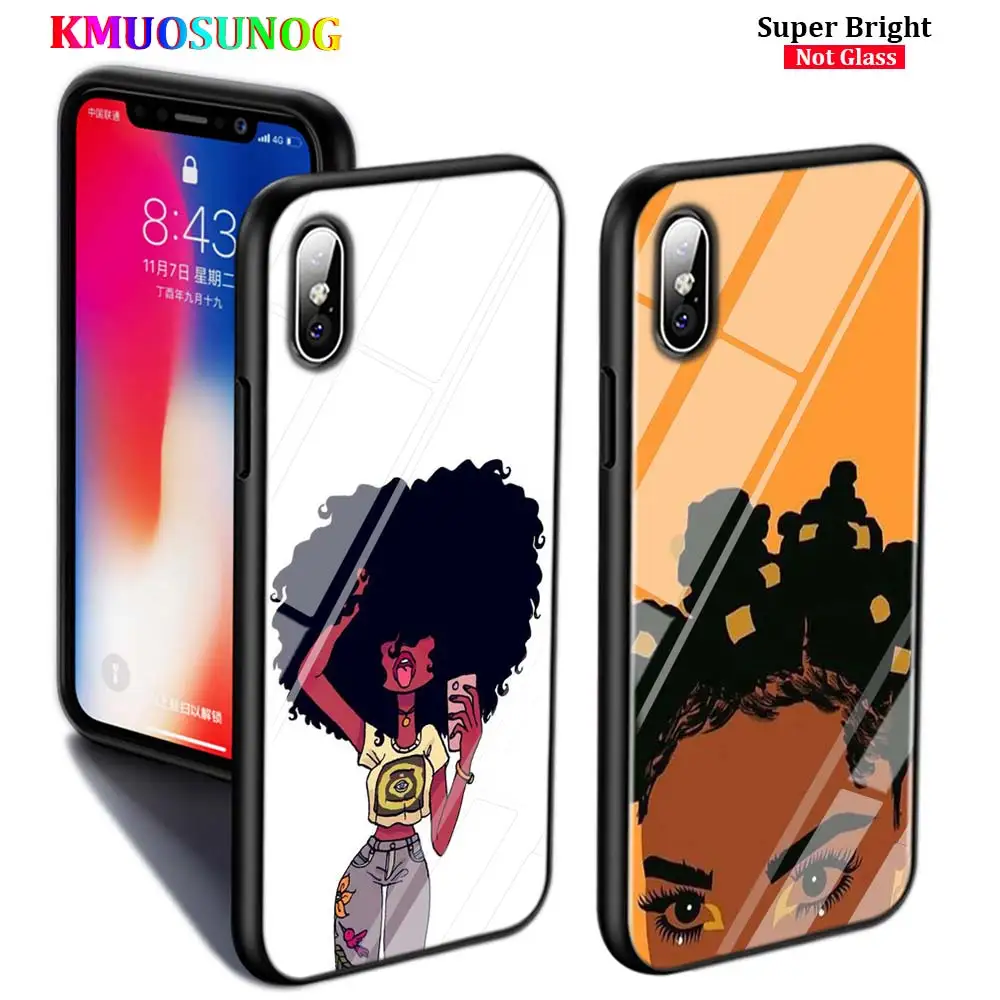 

Black Cover for iPhone 11 11Pro Max Melanin Poppin girl for iPhone X XR XS Max 8 7 6 6S Plus 5S Glossy Phone Case