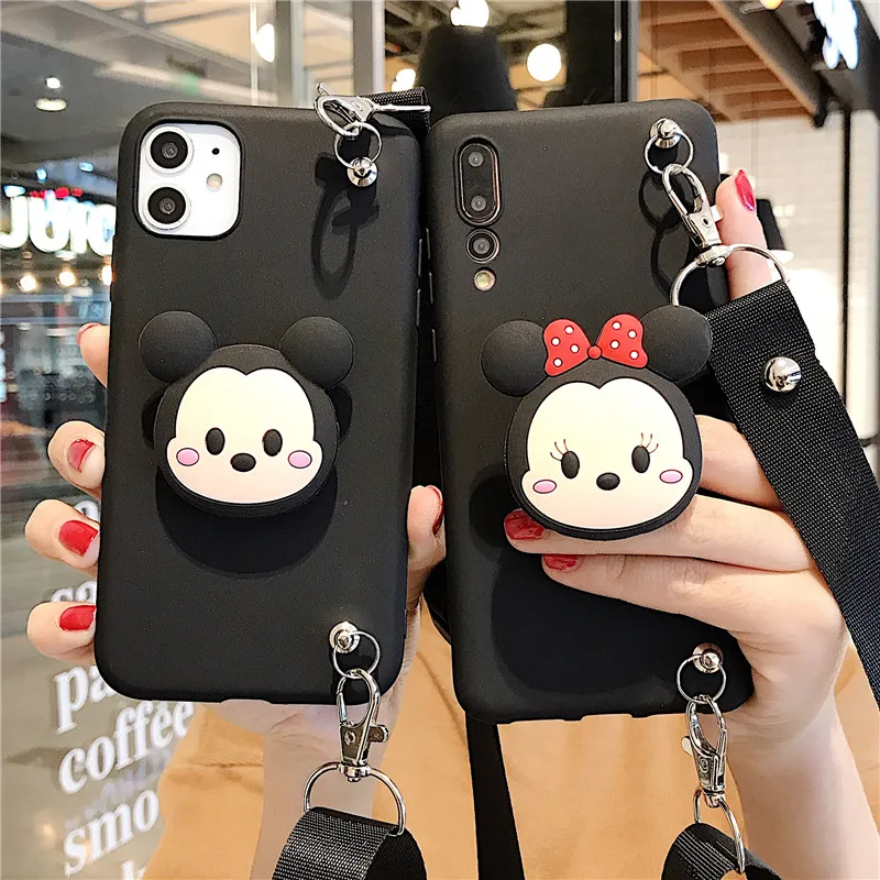 

Neck Lanyard Bracket Cover For Samsung Galaxy A6 Plus A7 A8 A9 2018 A750 J4 J6 J8 J7 Prime holder Cute Cartoon soft phone case
