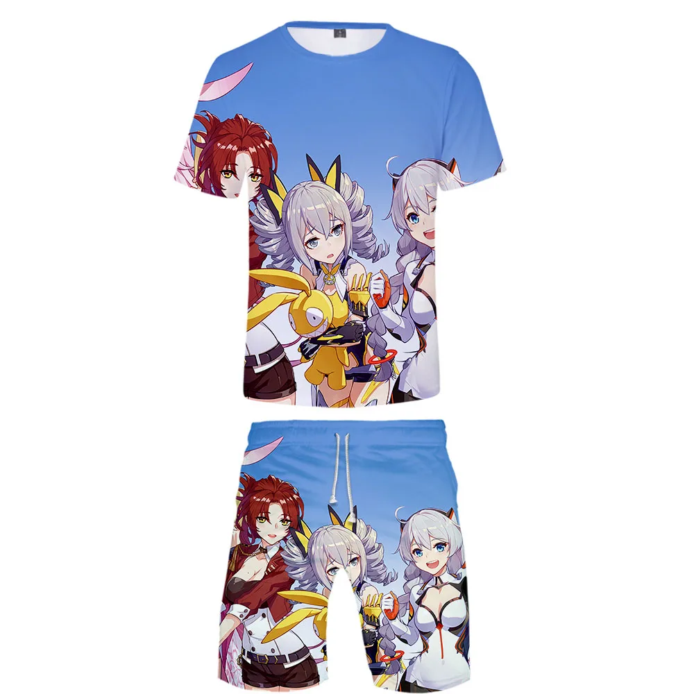 Honkai Impact 3 печатных 3D Для женщин/Для мужчин, детский комплект одежды из двух предметов, Модный летний топ+ шорты Лидер продаж kpop уличная одежда