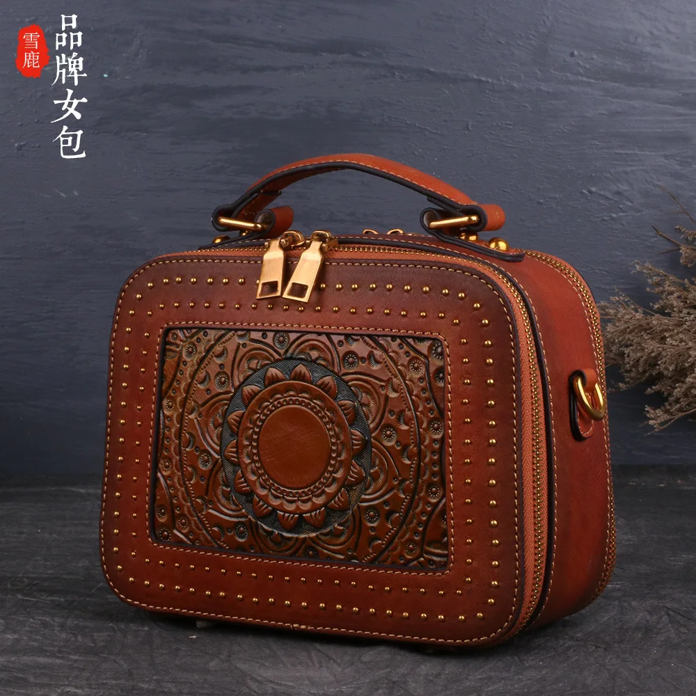 

New Leather Women's Handbag Embossed One Shoulder Slant Span Women's Bag