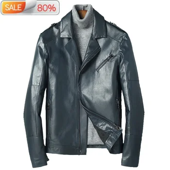 

Men's Real Goatskin Coat Genuine Leather Jacket Men Short Motorcycle Coats Veste Cuir Homme 1A016 B2210A
