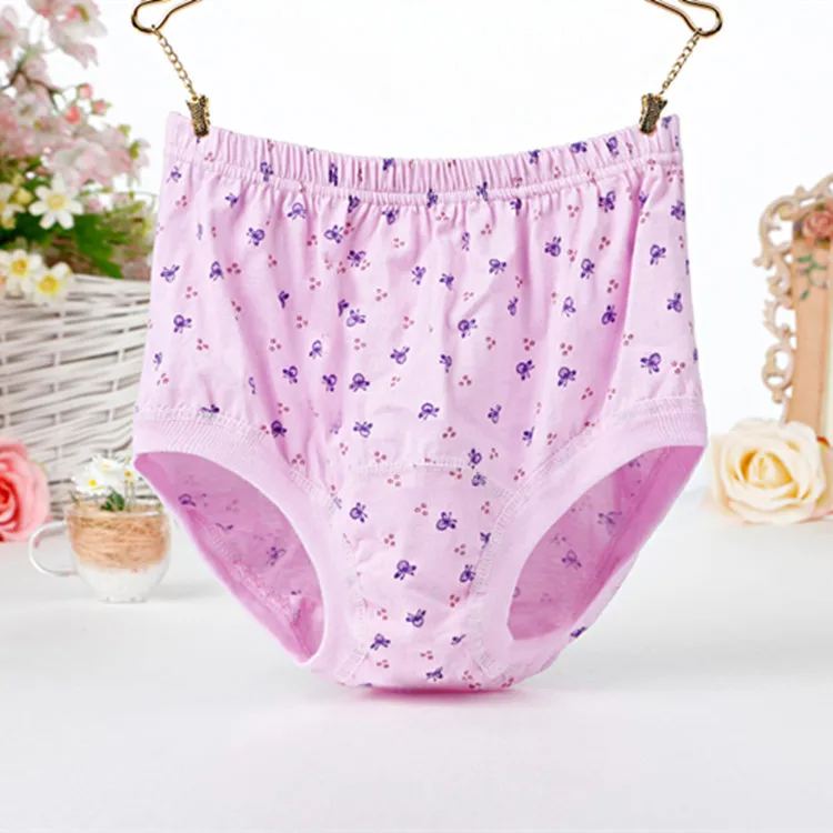 

SA Long Middle-aged Women's Panties Large Size Plus-sized High Waist Shorts Cotton Mom Old Boxers Women