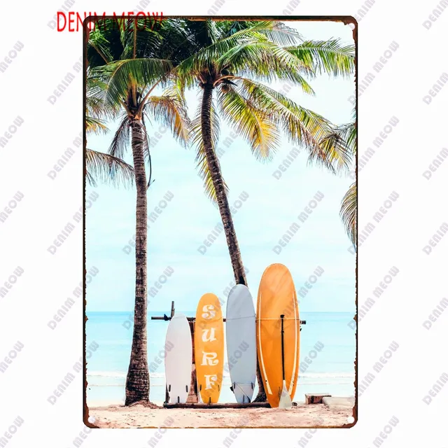 Beach Metal Sign Tin Vintage Summer Beach Plates Relax Metal Wall Sign Pool Tiki Bar Pub Seaside Ocean Happy Place Decoor WY161 23