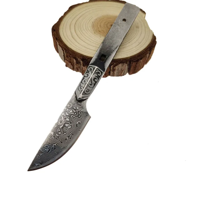 

Dropship Damascus Steel 67 Layer Straight Knife Blanks Semi-finished Diy Self-defense Survival Blade Billets