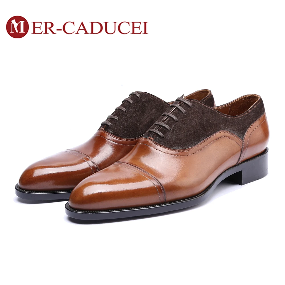 

100% Handmade Retro Oxford Dress Shoes For Men Cow Skin Genuine Leather Shoes Brown Patina Wedding Office Mans Footwear