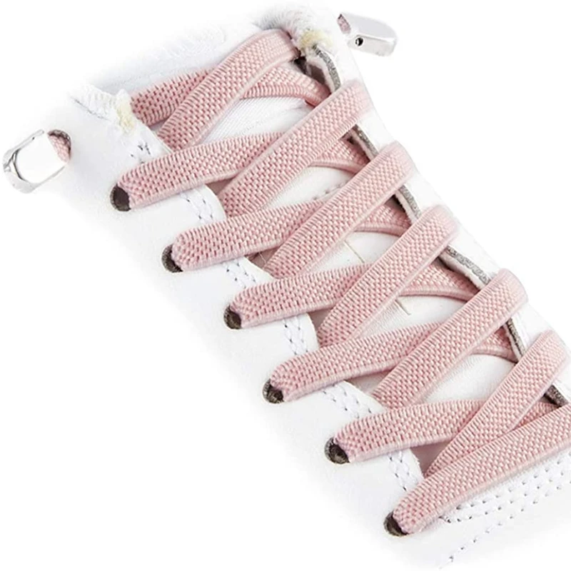 1 par de corbata los cordones de los zapatos de zapatillas de deporte la cerradura de metal rápido elástico cordón niño y adulto de cordones para perezosos