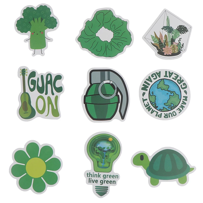 50pcs green theme stickers diy laptop luggage guitar bicycle skateboard deccasq outdoor sports sporting goods