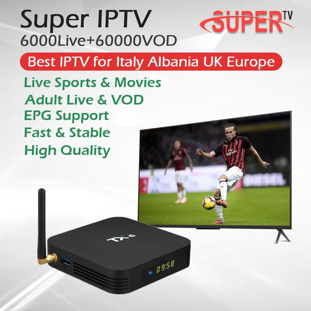 TX6 Android 9,0 ТВ приставка супер iptv Allwinner H6 4G/64G двойной Wifi BT5.0 Смарт ТВ приставка бесплатно для взрослых ТВ Великобритания, Италия Albania IP tv
