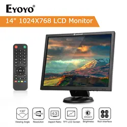 EYOYO 14 "TFT ЖК-экран 1024x768 CC ТВ компьютер ЖК-дисплей для безопасности ПК с BNC HDMI VGA AV вход Raspberry PI монитор