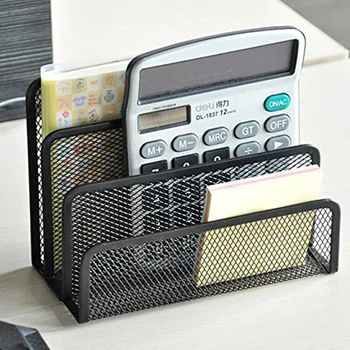 

Small Letter Sorter Pack of 2 Desktop File Organizer Metal Mesh Paper Stacking Mail Sorter Holder 3 Slots (1 Black+1 Silver)