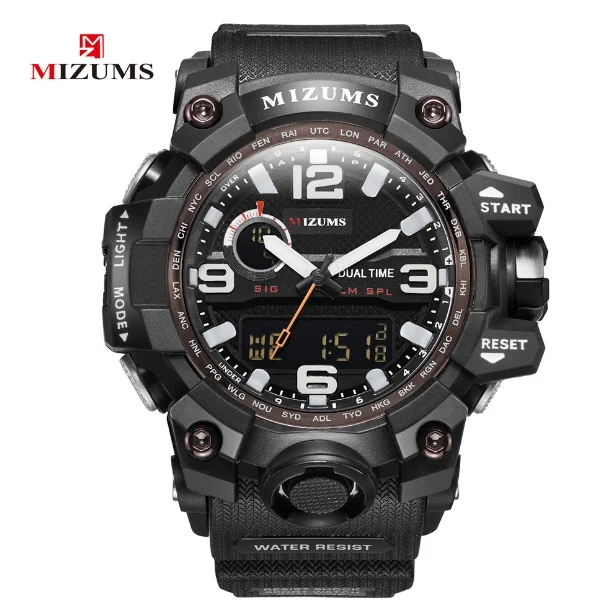 black no box MIZUMS светодиодный цифровой аналоговый спортивные часы мужские Хронограф военные мужские G стиль модные спортивные часы мужские наружные мужские наручные часы - Цвет: black no box