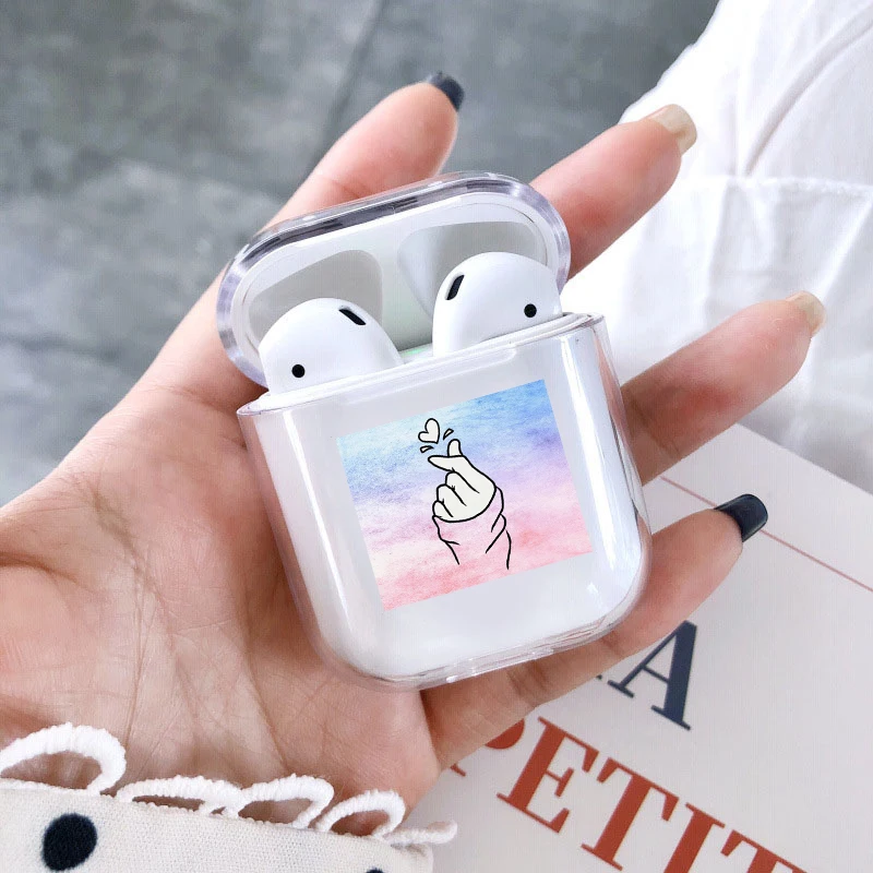 Хроматический Модный чехол для наушников Apple Airpods простой милый сердечко Bluetooth Pop