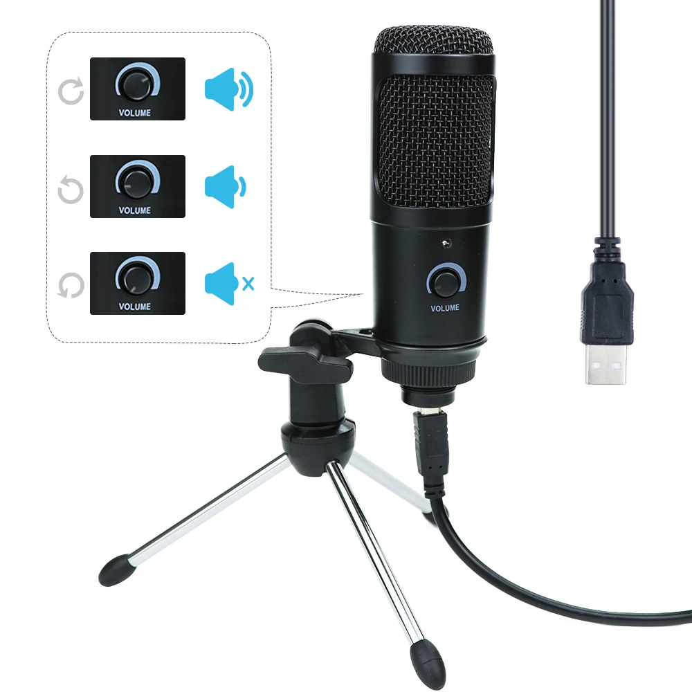 

Metal USB Microphone PC condenser Microphone Vocals Recording Studio Microphone for YouTube Video Skype Chatting Game Podcast