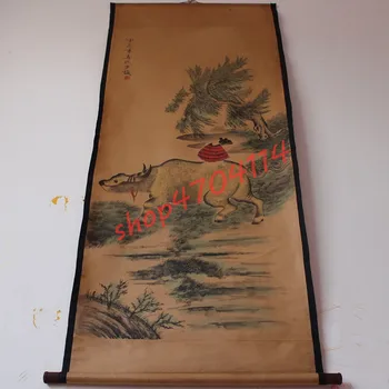 

Antique Collection, Chinese Paintings Landscape Paintings Boys Riding Cattle Picture, Exquisite Crafts Collection