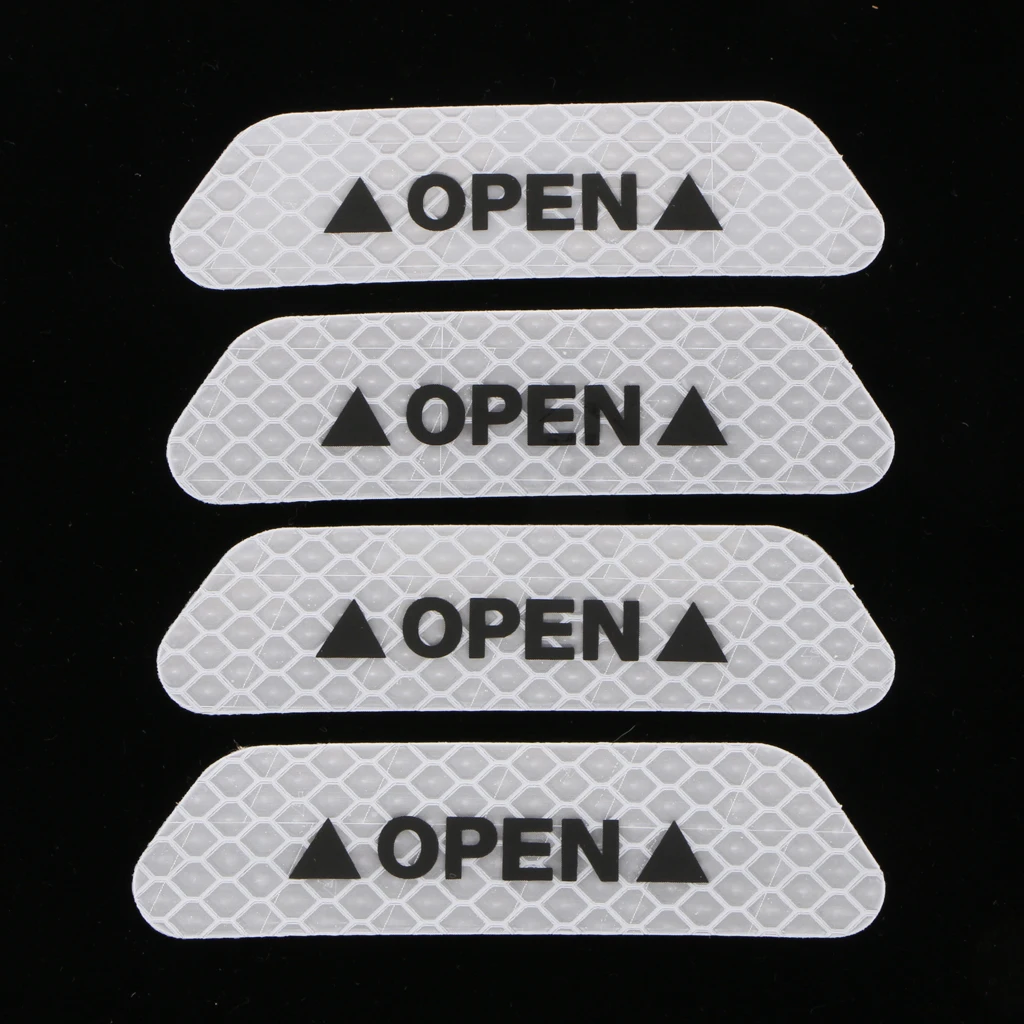 4 Pieces Universal Car Door Reflective Tape Open Sign Warning Mark Sticker