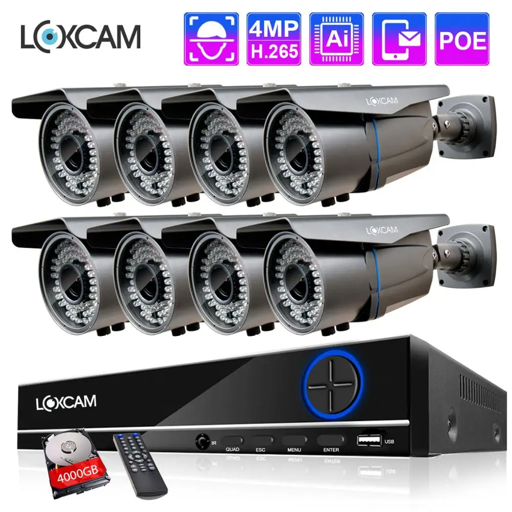H.265 CCTV система NVR 8Ch 4MP POE Kit 8 шт. 4.0MP ip камера видеонаблюдения с поддержкой Wi Камера 2