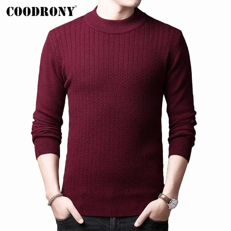 ^Cheap COODRONY Brand Sweater Men Autumn Winter Thick Warm Cashmere Wool Pullover Men Pure Color Knitwear Turtleneck Pull Homme 91114