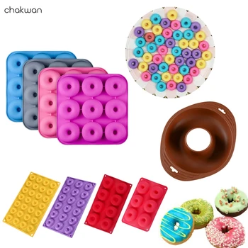 

9 Shape Large Size Cavity Silicone Donut Mold Mini Donuts Baking PanBiscuit Bagels Muffins Maker Dessert Chocolate Cake Decora