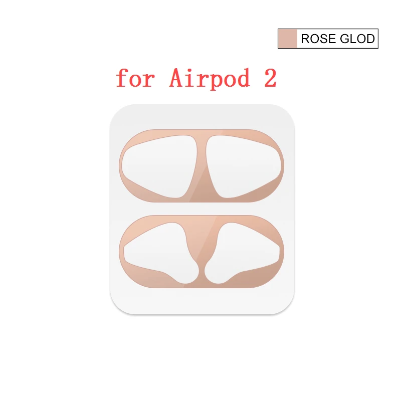 rosegold2 Ультратонкая металлическая Пылезащитная наклейка для Apple Airpods 1, 2, чехол, Пылезащитная защитная пленка, наклейка для Air pod 2nd - Цвет: rosegold2